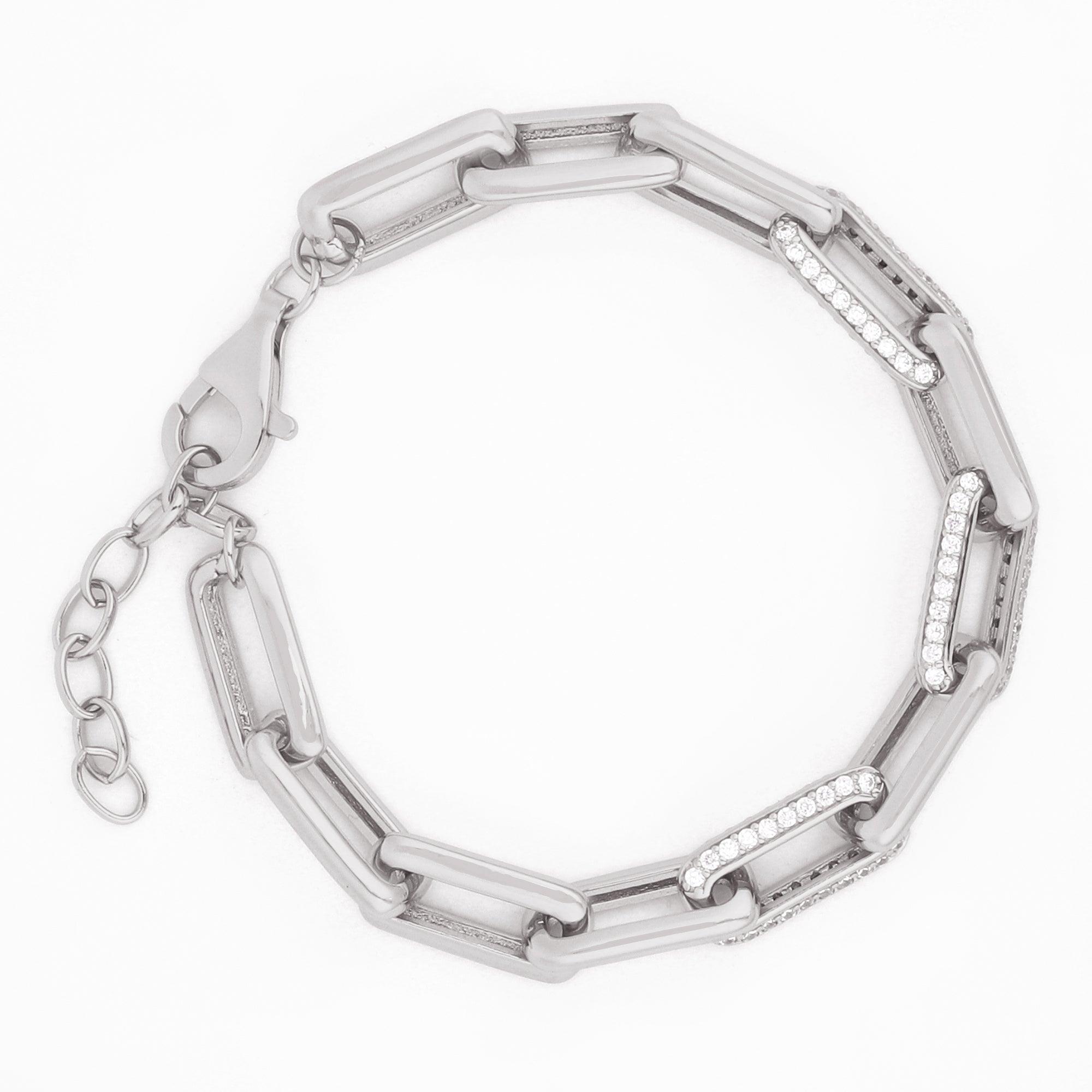 Rhodium Plated Riddle Men's Silver Bracelet - Diavo Jewels