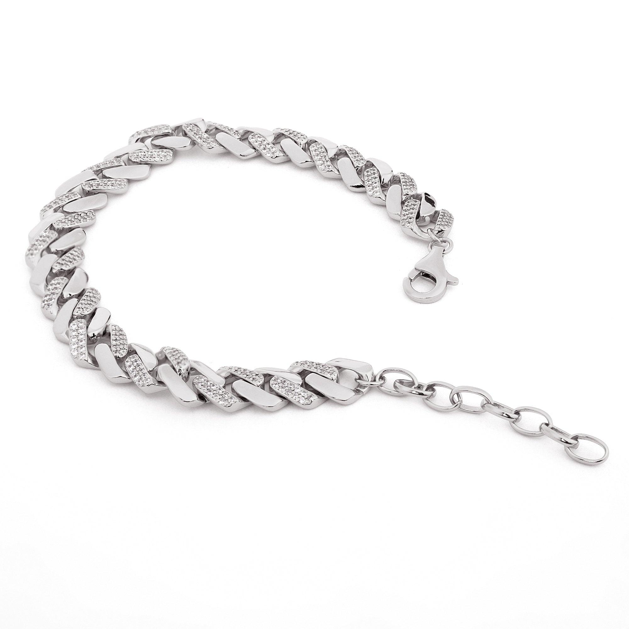 Timeless Rhodium Twirl Men's Silver Bracelet - Diavo Jewels