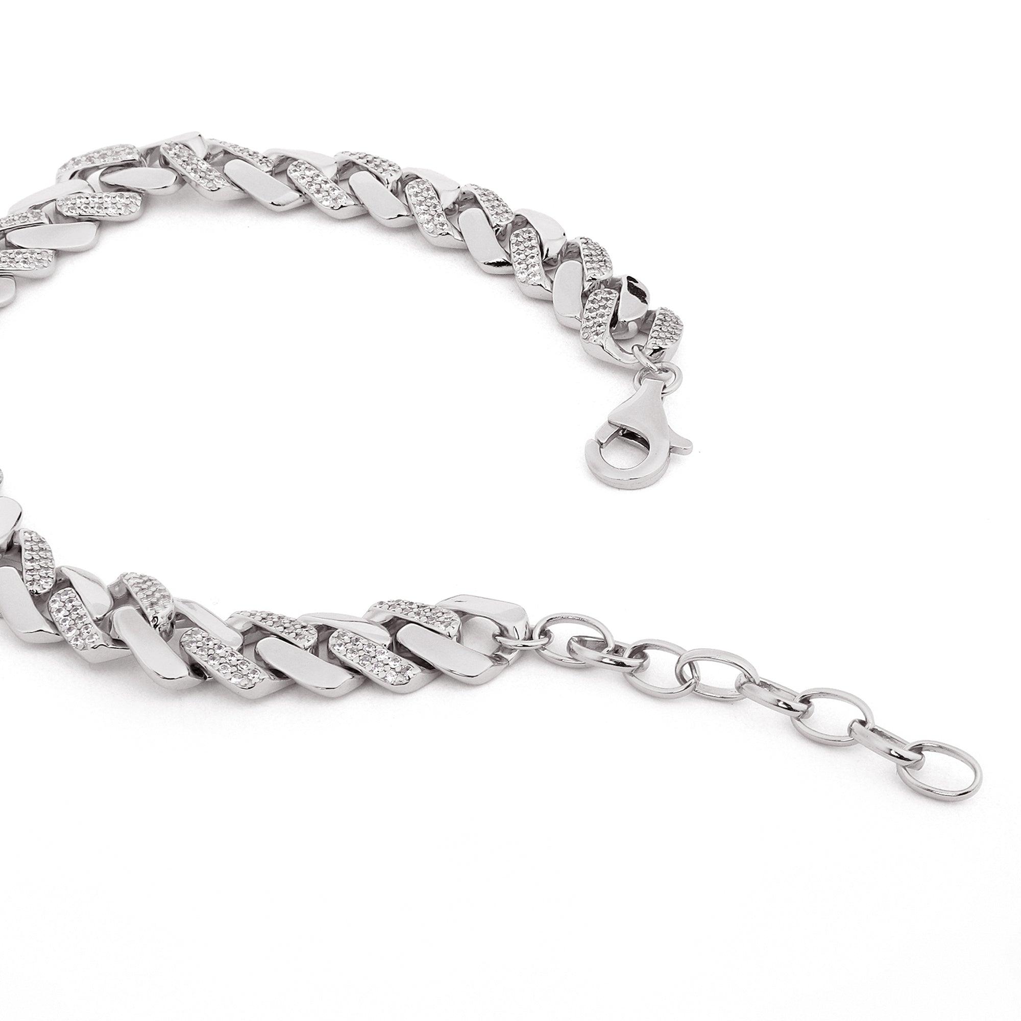 Timeless Rhodium Twirl Men's Silver Bracelet - Diavo Jewels