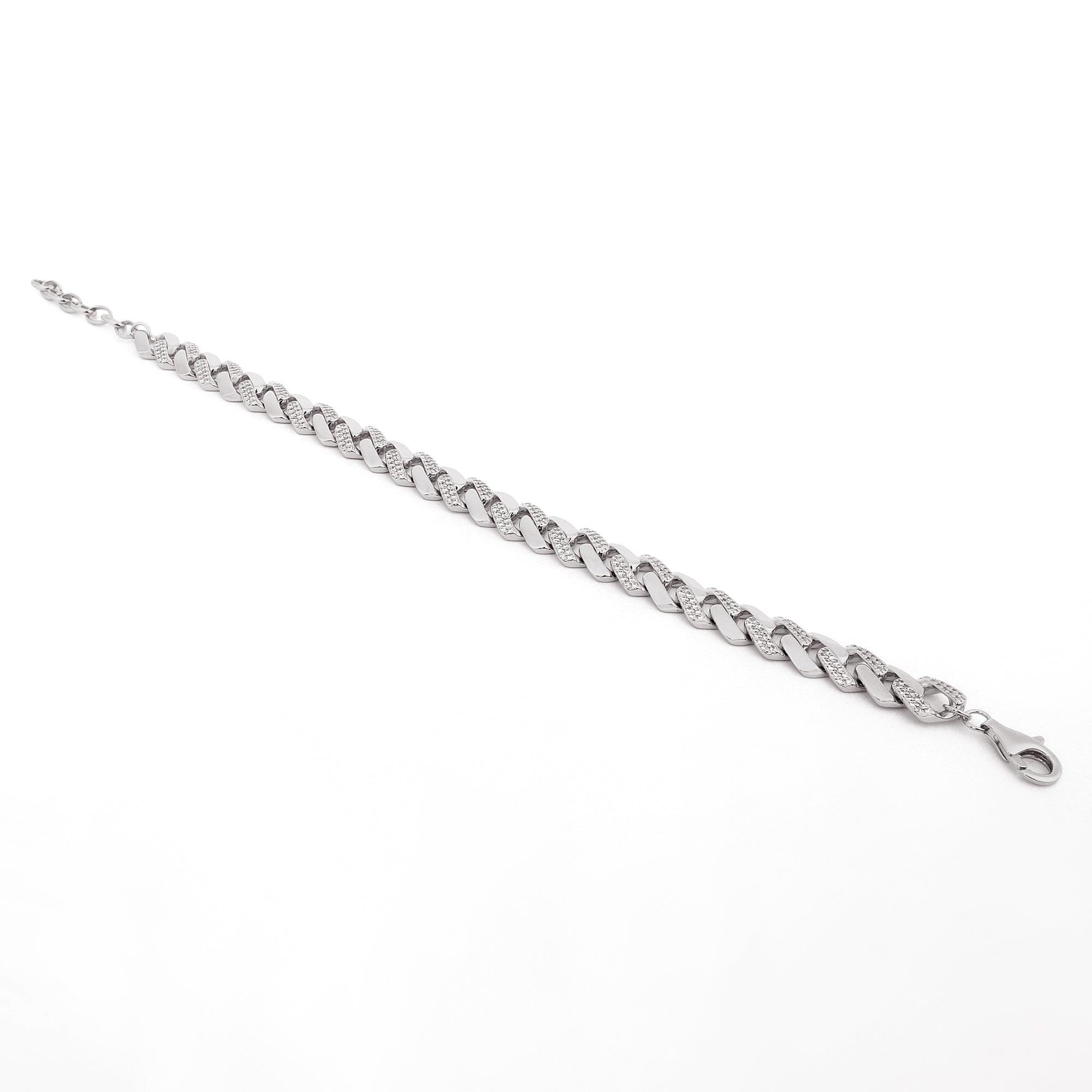 Timeless Rhodium Twirl Men's Silver Bracelet - Diavo Jewels