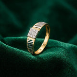 Men's Diamond Architectural Ribbed Signet Ring