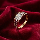 Men's Diamond Industrial Grid Cluster Ring