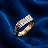 Men's Diamond Chevron Grid Ring