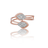 Diamond Twin Leaf Bypass Ring