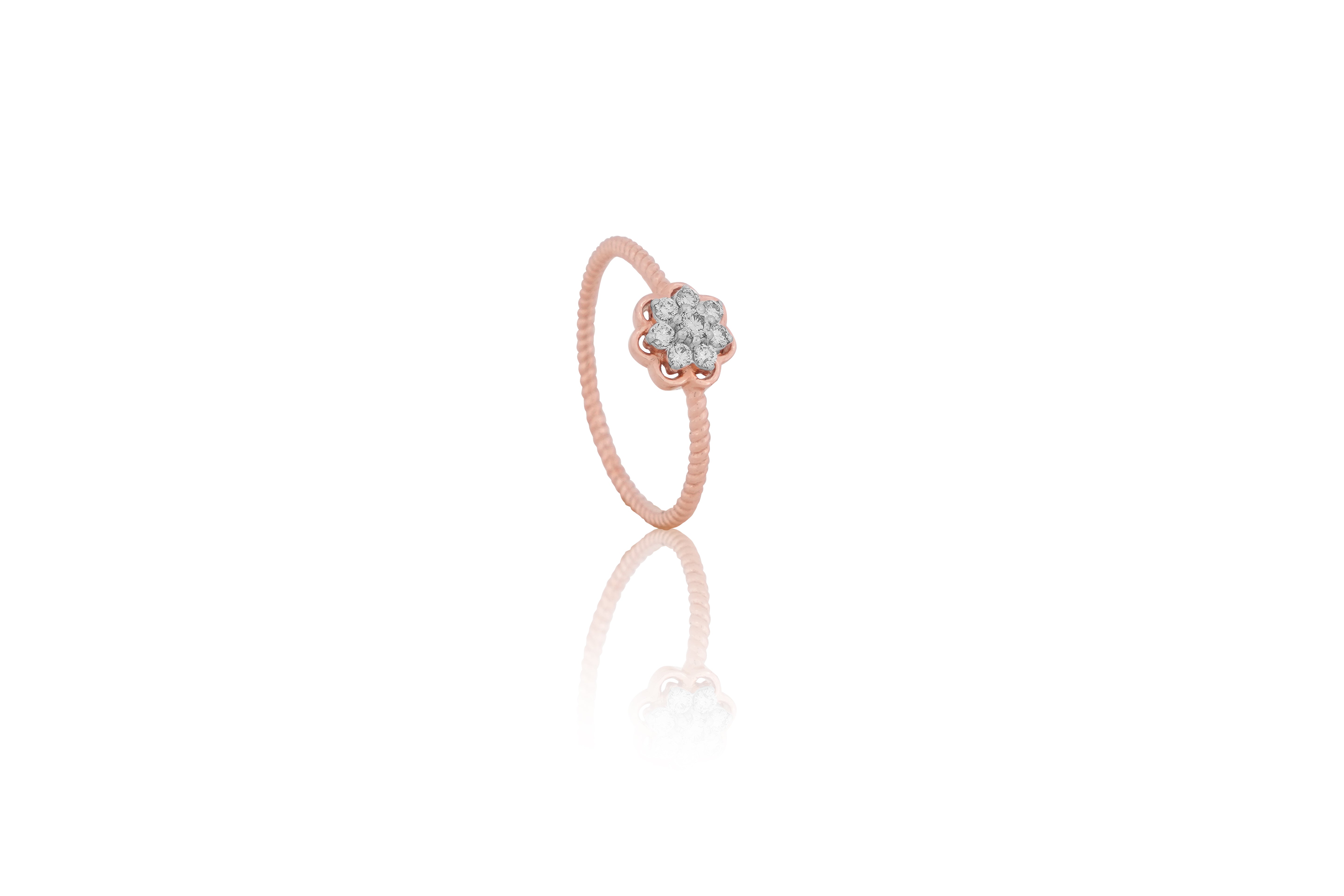 Diamond Petal Milgrain Ring