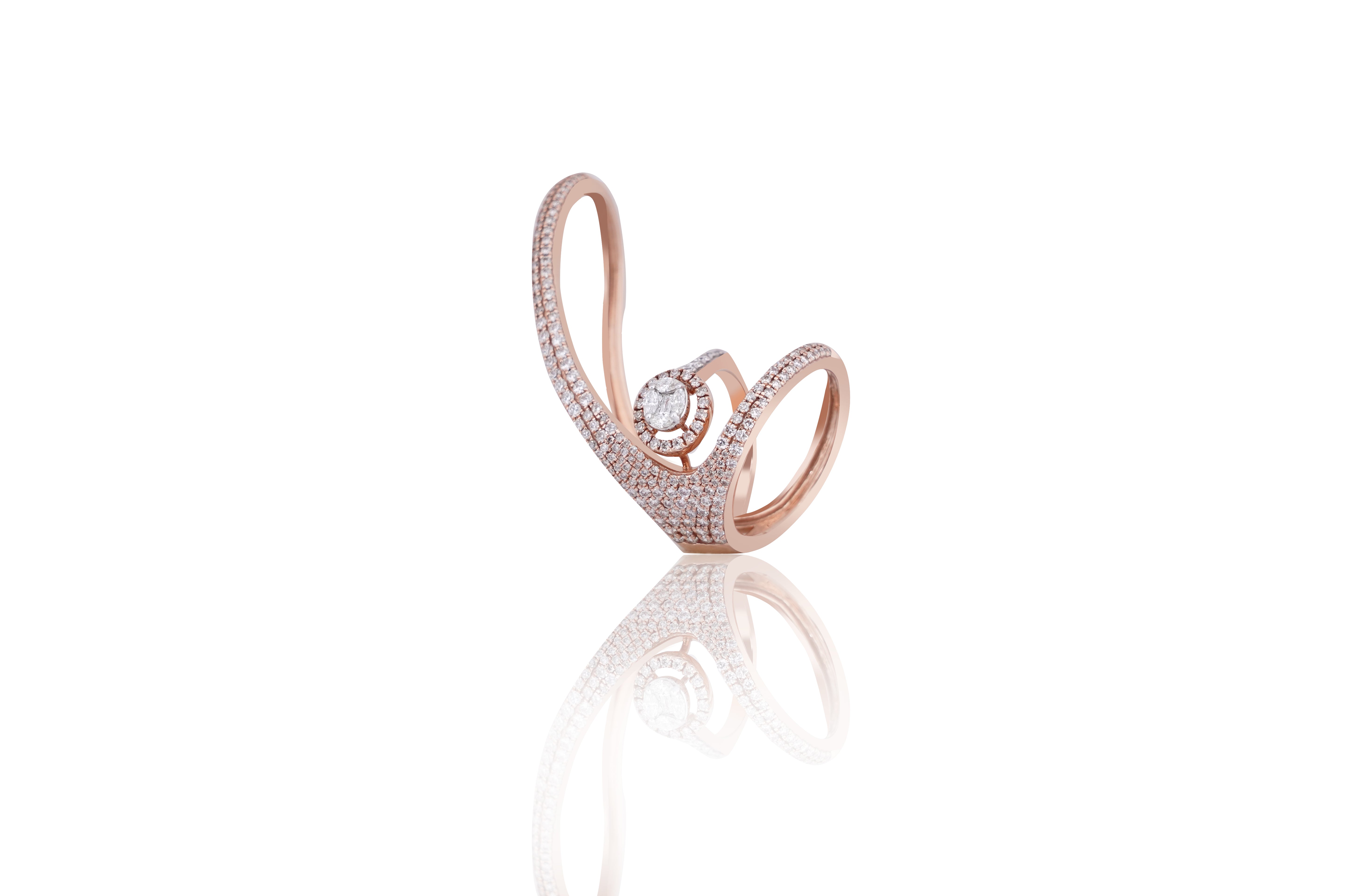Baguette Bypass Crown Diamond Ring