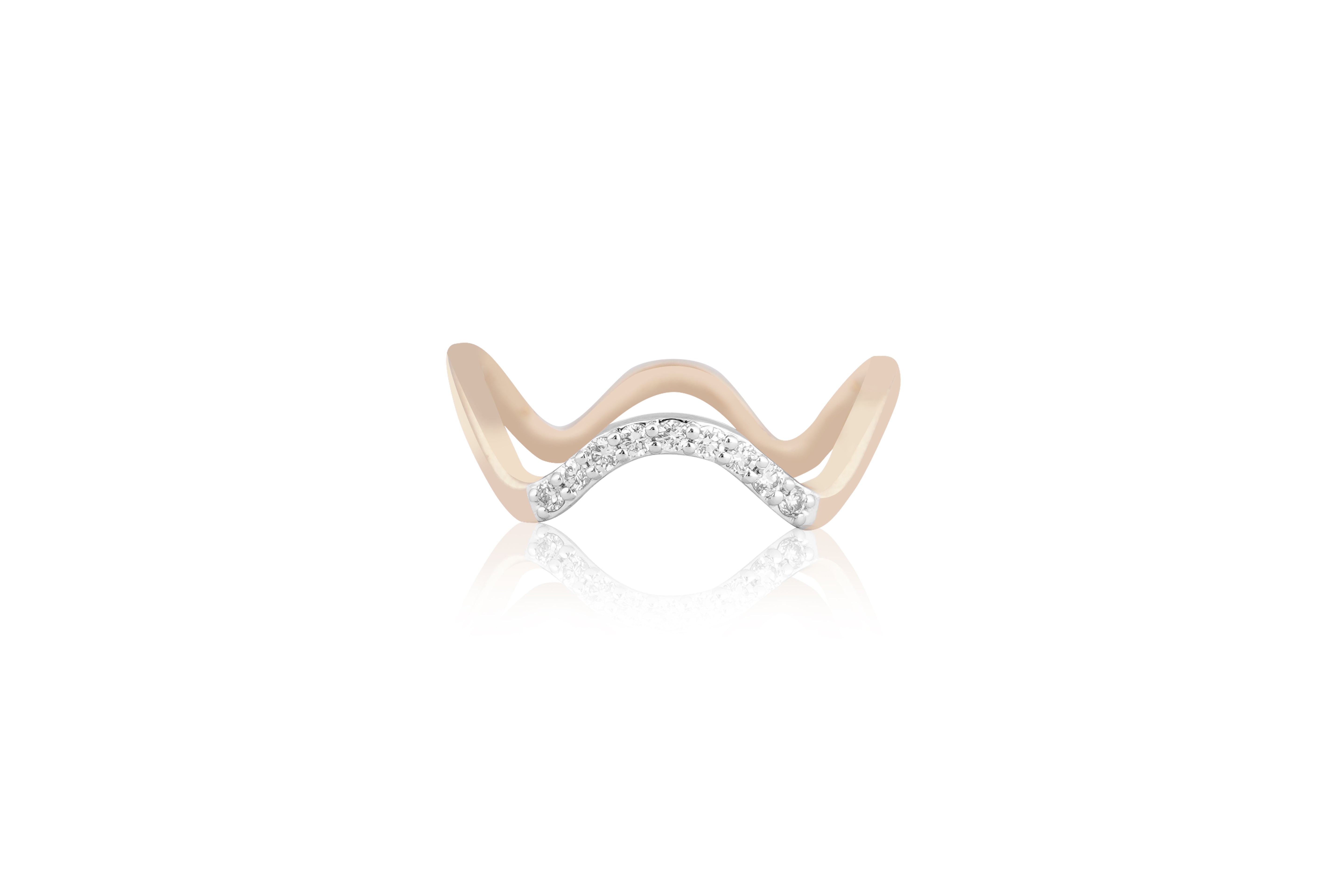 Pave-Set Diamond Chevron Diamond Ring