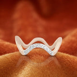Pave-Set Diamond Chevron Diamond Ring