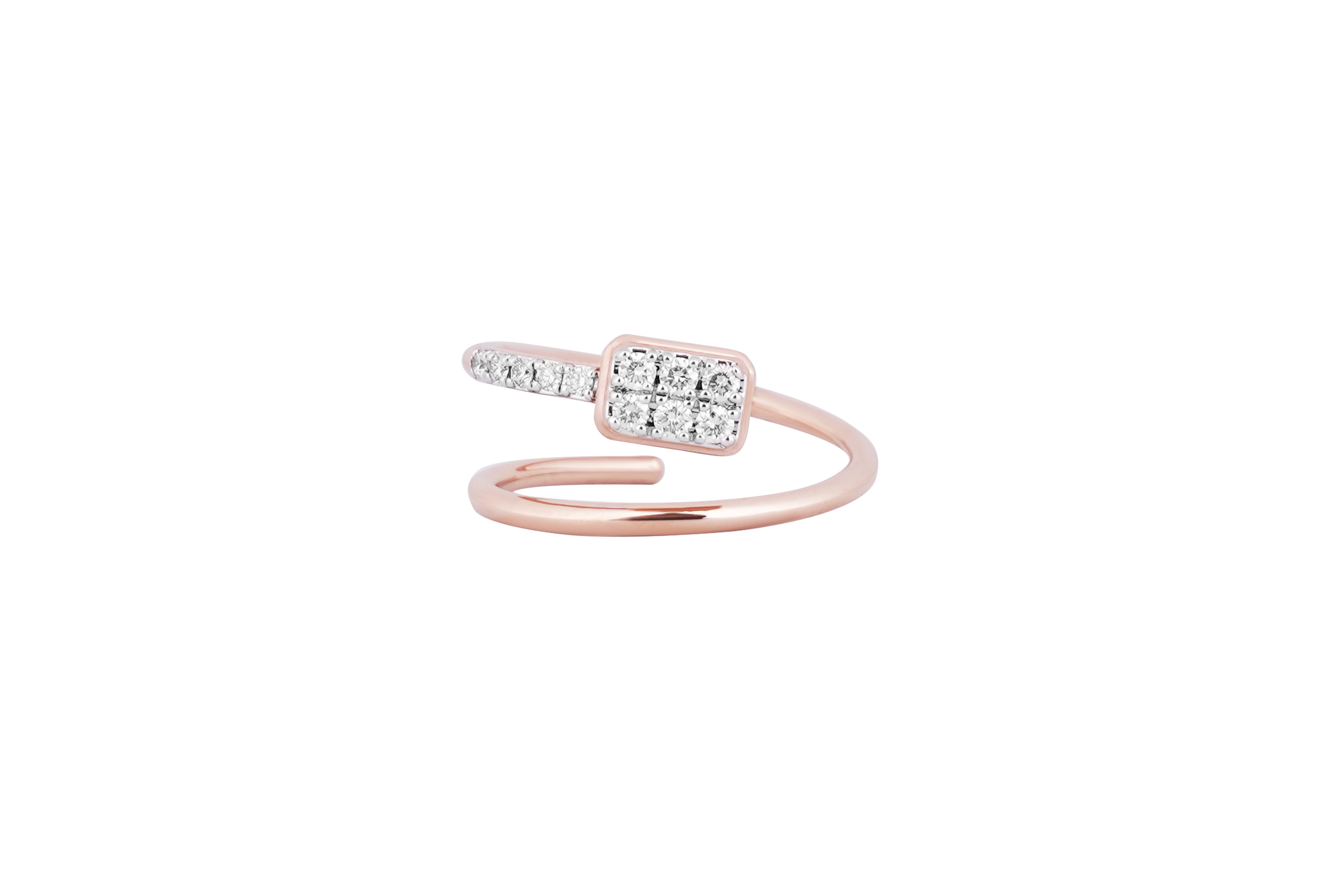 Rose Gold Diamond Bypass Cluster Diamond Ring