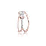 Rose Gold Diamond Bypass Cluster Diamond Ring