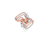 Diamond Double Blossom Chevron Ring