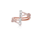 Geometric Baguette Bridge Diamond Ring