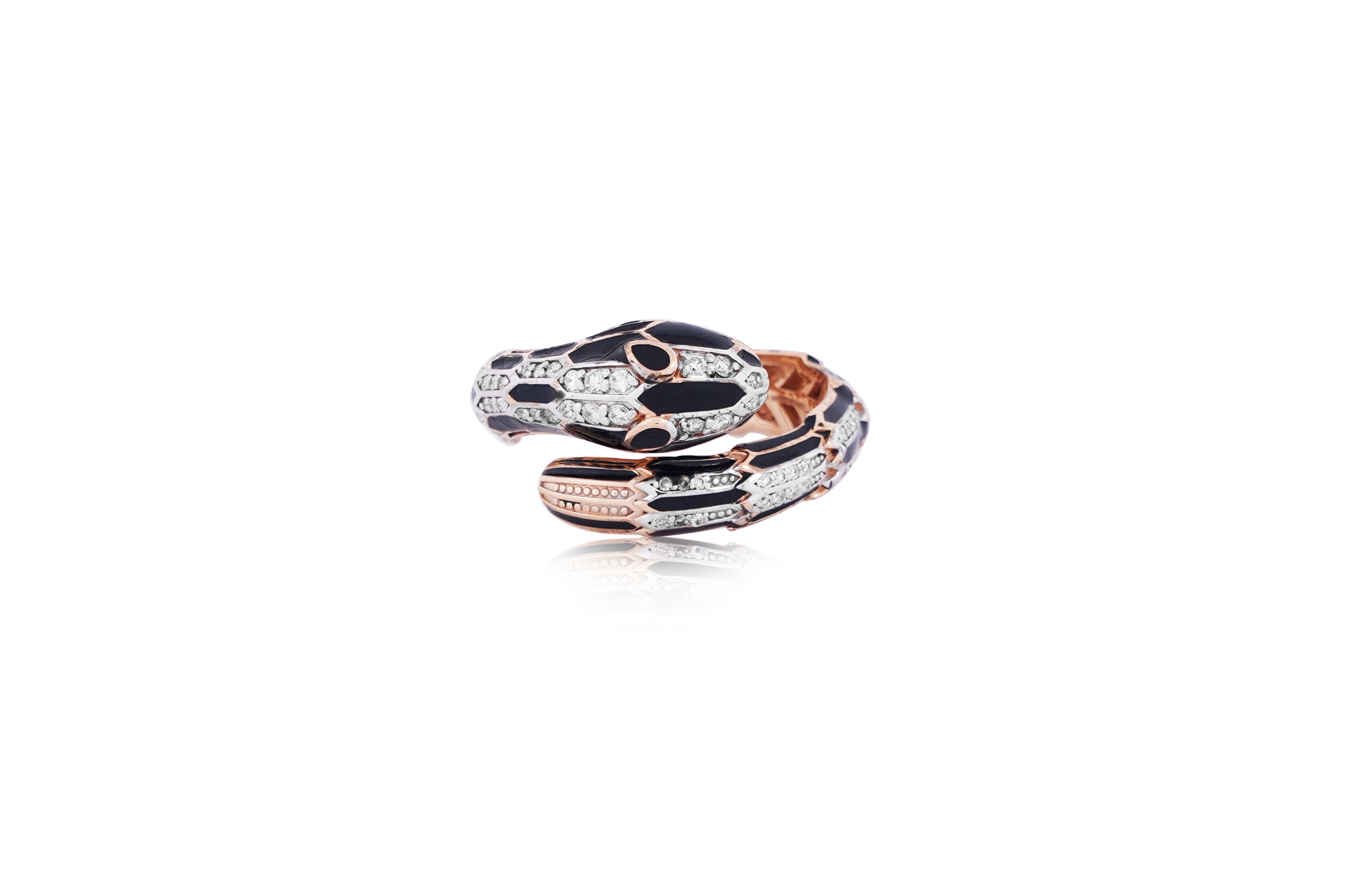 Onyx Serpentine Diamond Wrap Ring