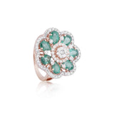 Emerald Blossom Diamond Ring
