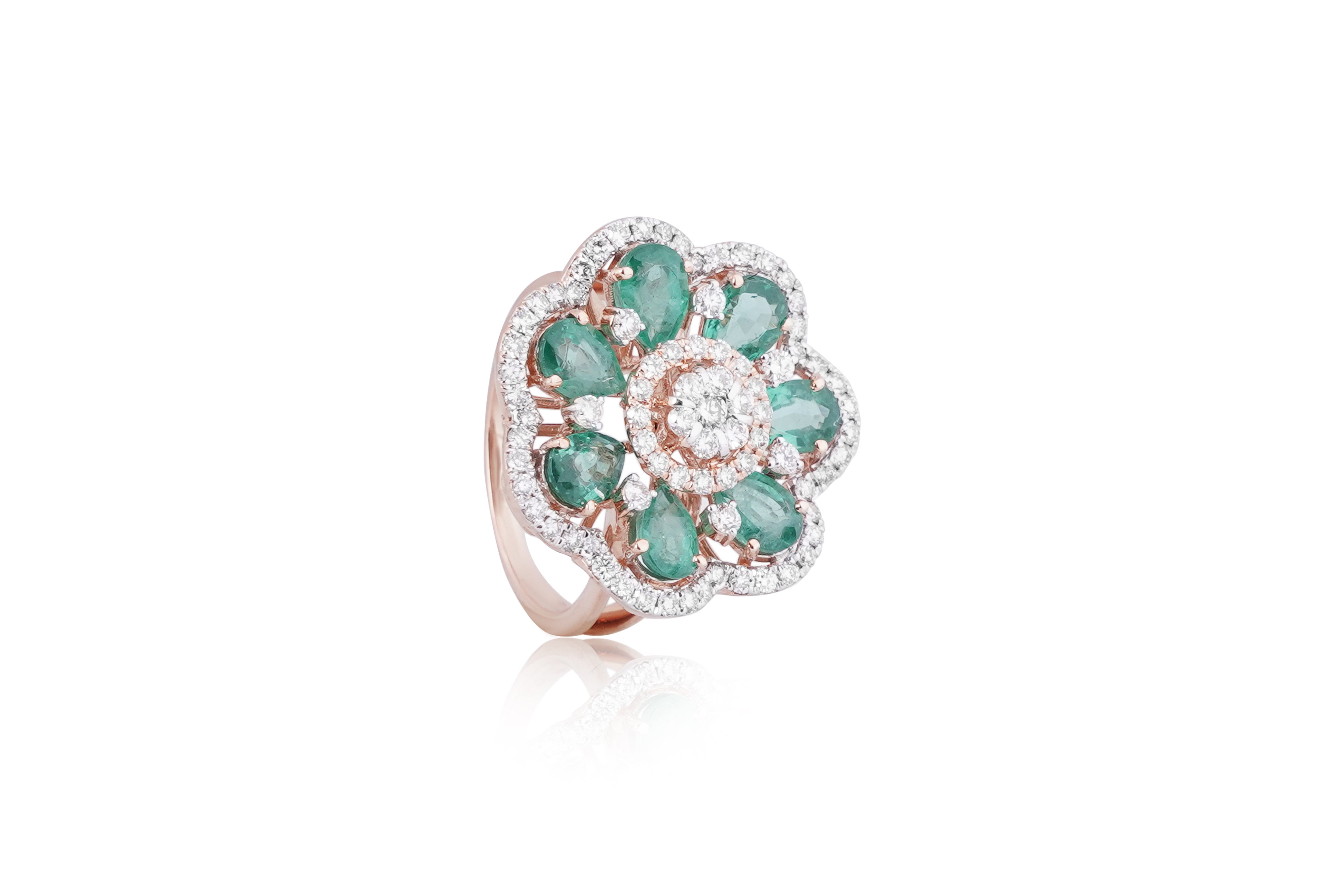 Emerald Blossom Diamond Ring