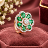 Emerald Blossom Diamond Ring
