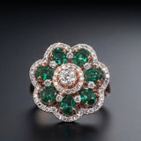 Emerald Blossom Diamond Ring