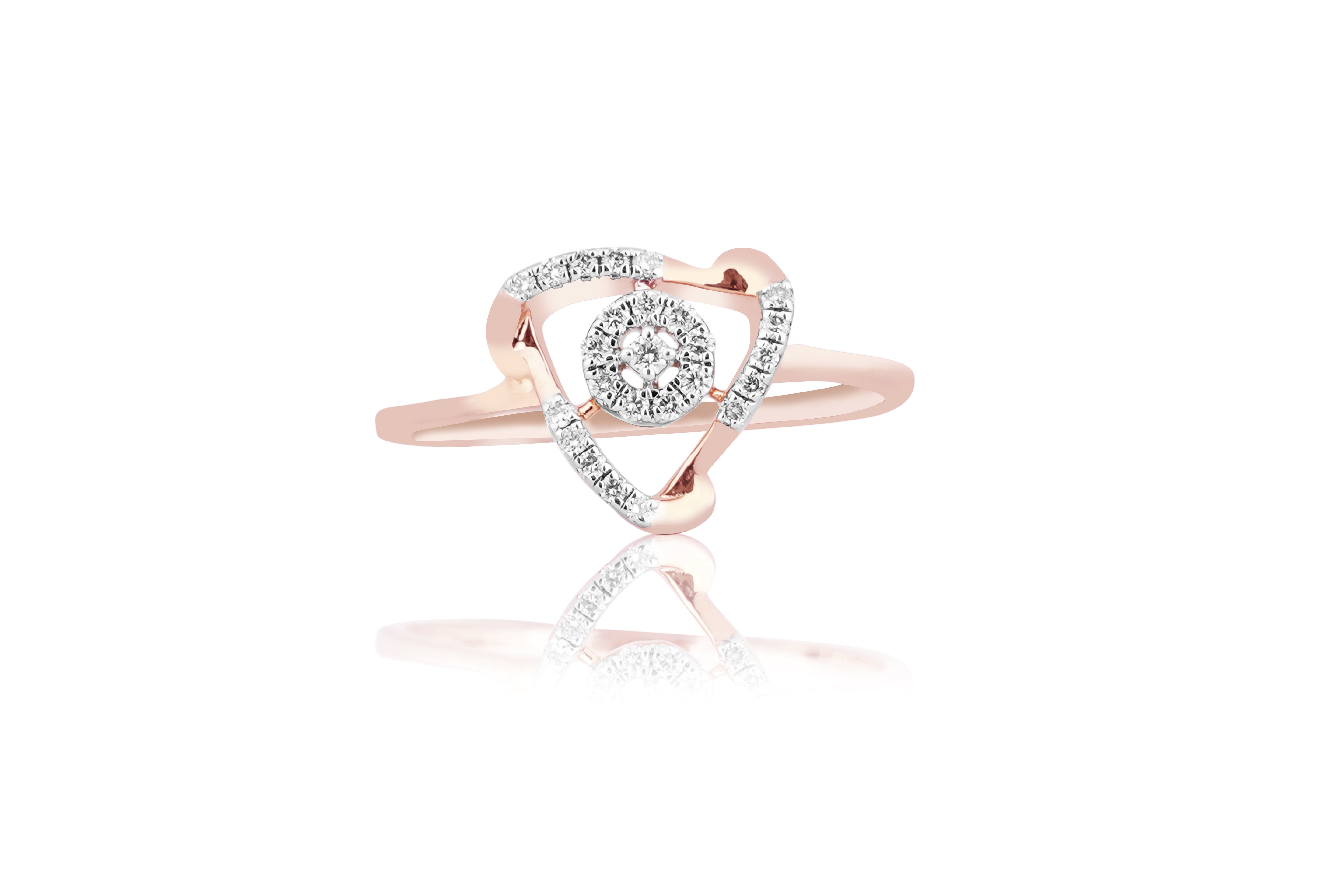 Triad-Bound Halo Diamond Ring