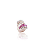 Crimson Petal Diamond Statement Ring