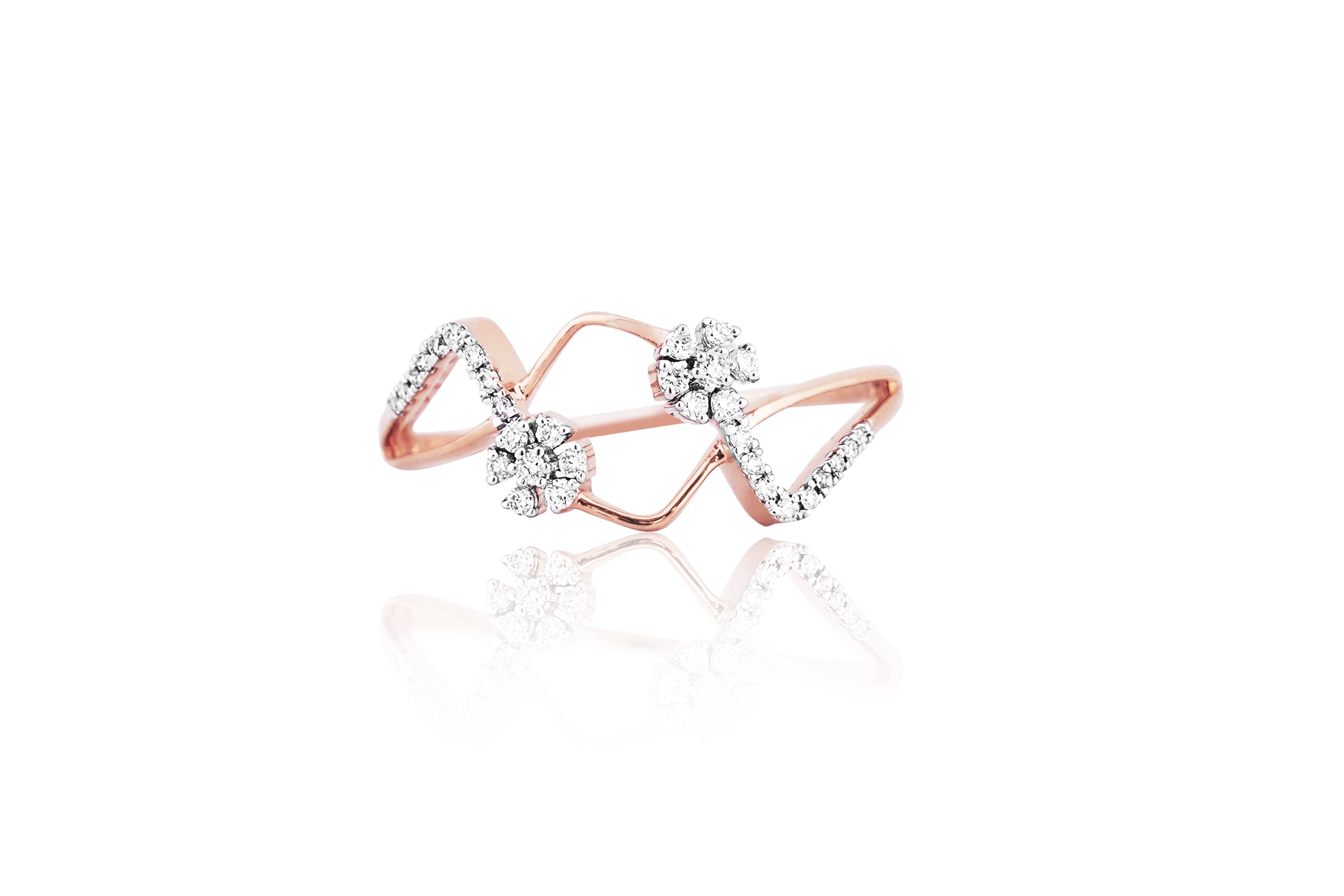 Geometric Petal Diamond Fusion Ring