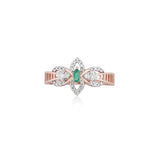 Diamond Emerald Blossom Ring