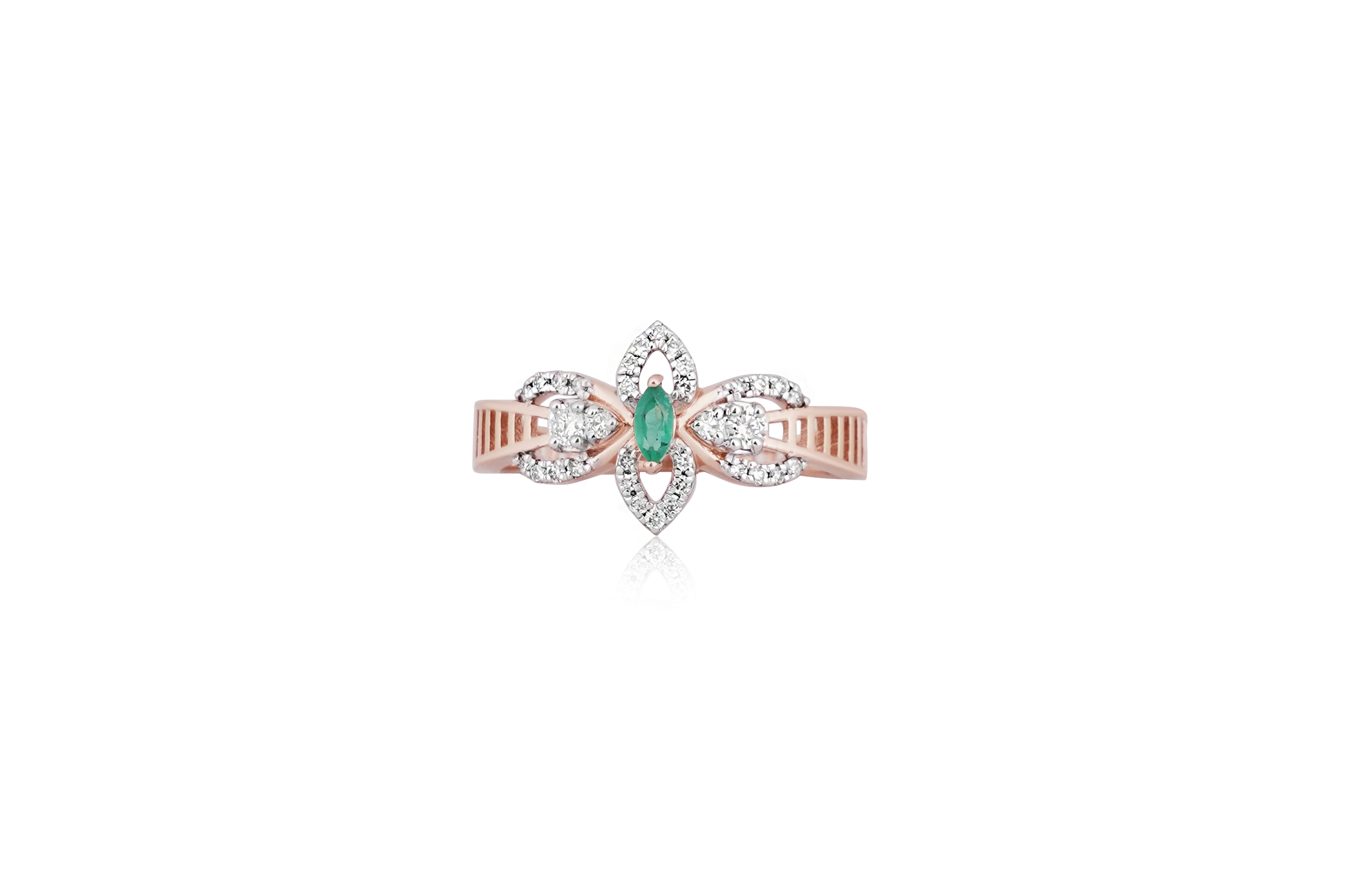 Diamond Emerald Blossom Ring