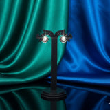 Diamond Heart-in-Harp Studs