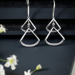 Radiant Rhodium-Plated Crystal Triangle Drop Earrings - Diavo Jewels