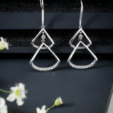 Radiant Rhodium-Plated Crystal Triangle Drop Earrings - Diavo Jewels