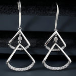 Radiant Rhodium-Plated Crystal Triangle Drop Earrings - Diavo Jewels