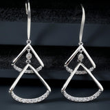 Radiant Rhodium-Plated Crystal Triangle Drop Earrings - Diavo Jewels