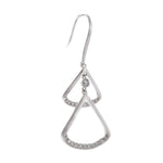 Radiant Rhodium-Plated Crystal Triangle Drop Earrings - Diavo Jewels