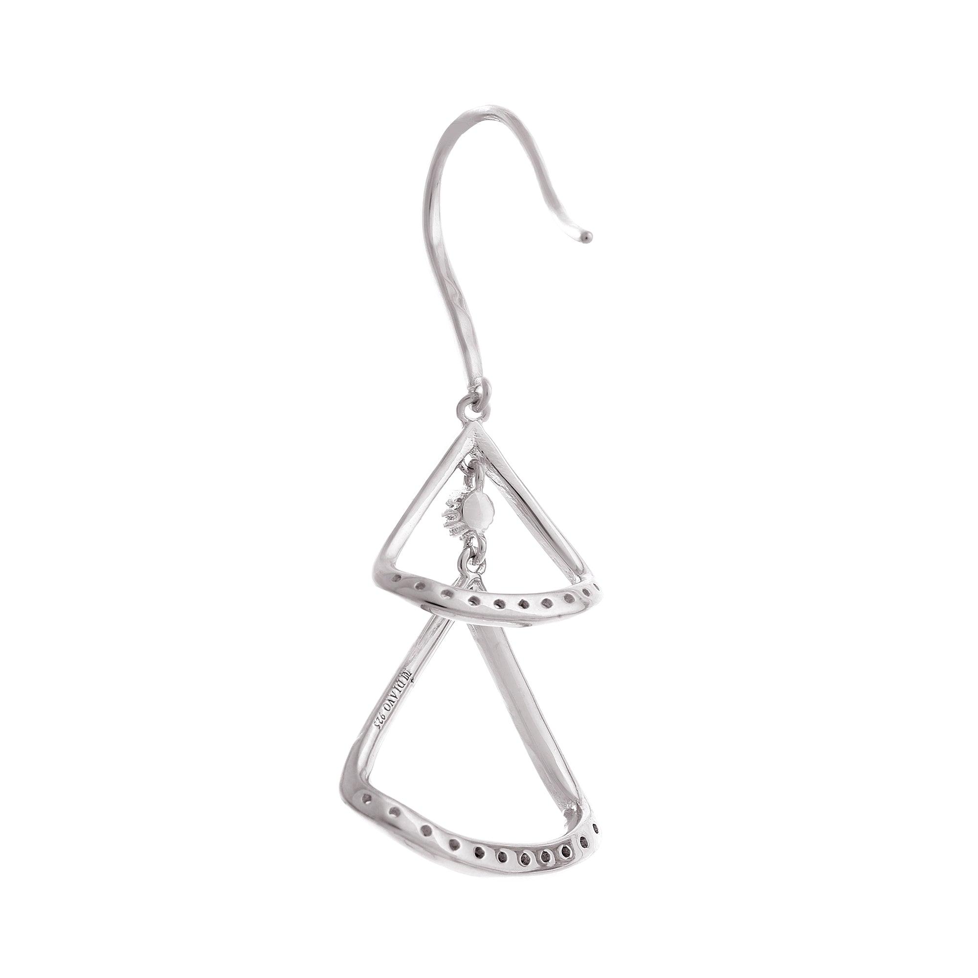 Radiant Rhodium-Plated Crystal Triangle Drop Earrings - Diavo Jewels