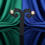 The Regal Emerald-Cut Halo Studs