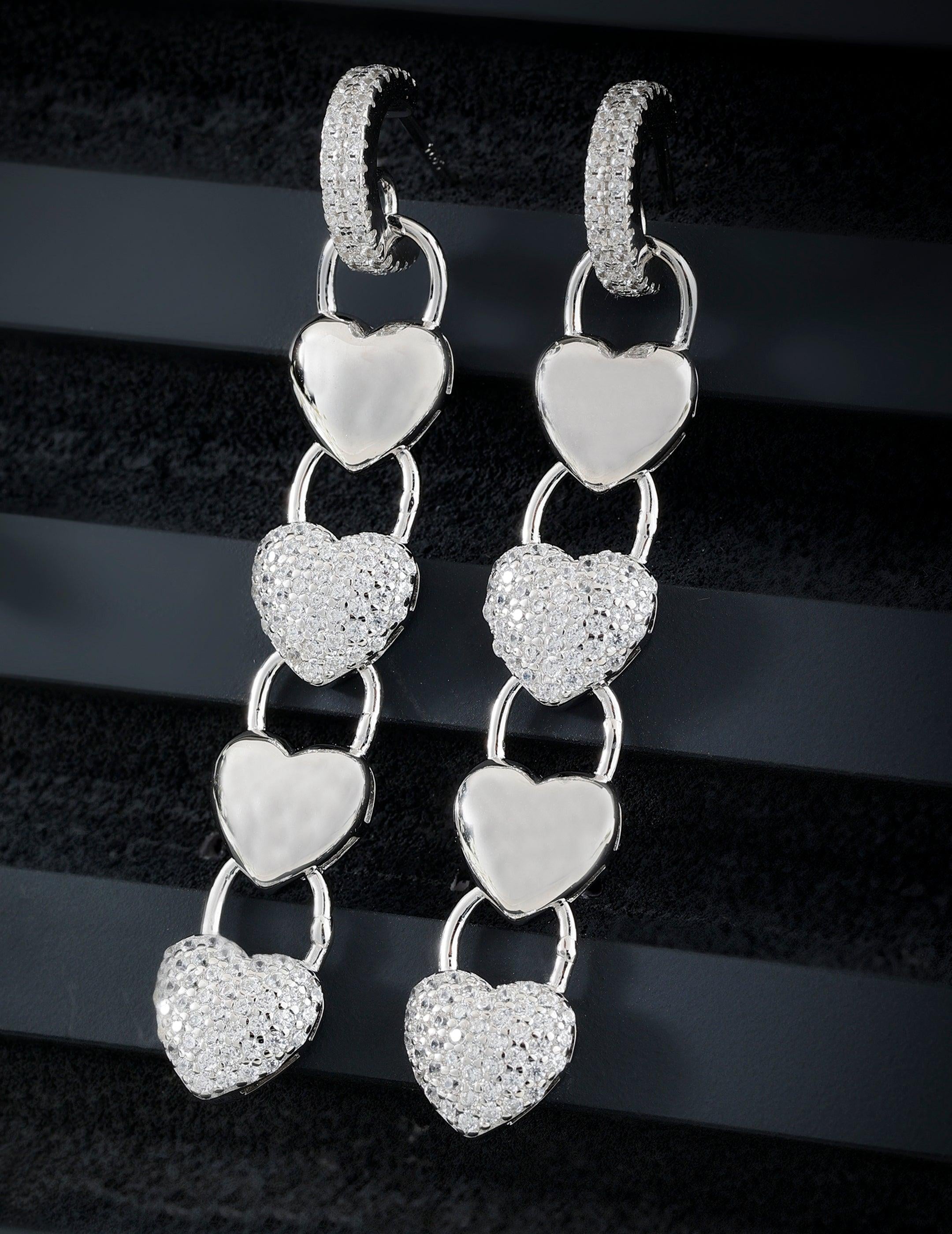 Cascading Hearts of Dreams Silver Earrings - Diavo Jewels