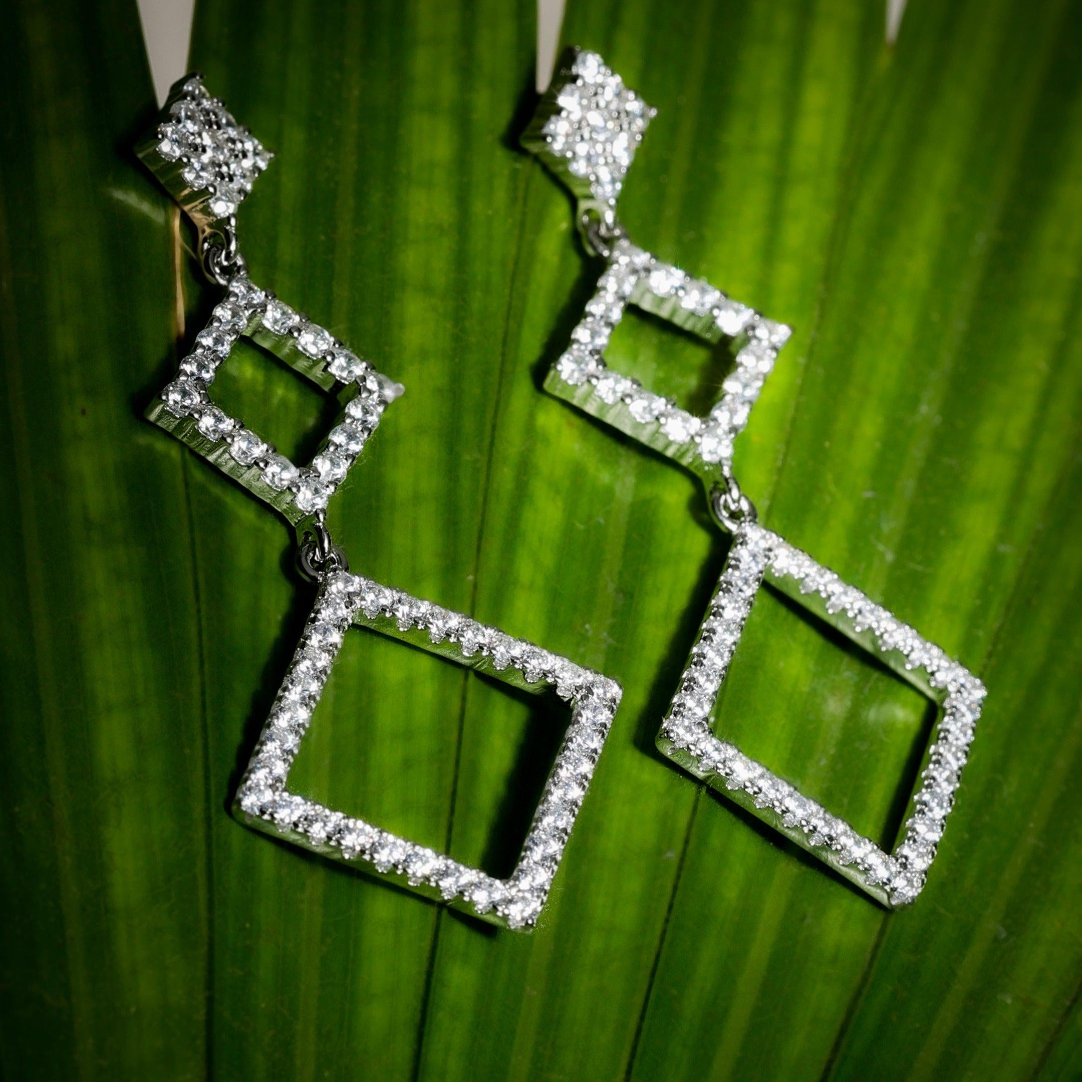 Dazzling Diamond Shaped Silver Dangles by Diavo - Diavo Jewels