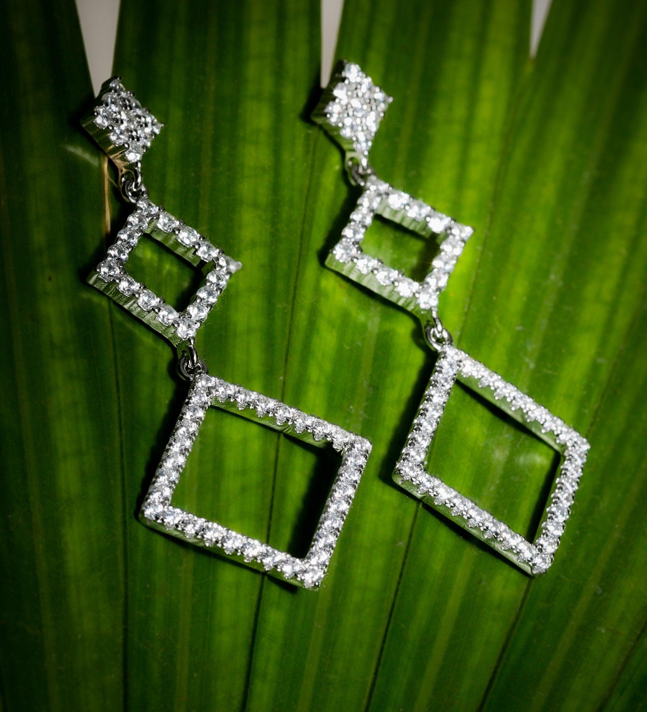 Dazzling Diamond Shaped Silver Dangles by Diavo - Diavo Jewels