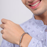 Silver Apex Duo Tone Men's Bracelet