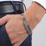 Titan Mesh Dual-Tone Men's Silver Bracelet