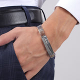 Titan Mesh Dual-Tone Men's Silver Bracelet