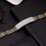 Titan Mesh Dual-Tone Men's Silver Bracelet