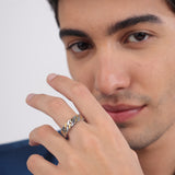 The Valiant Paved Gold-Plated Men's Silver Ring