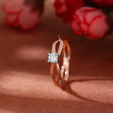 Radiant Rosy Braided Diamond Ring