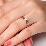 Radiant Rosy Braided Diamond Ring