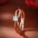 Radiant Rosy Braided Diamond Ring