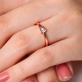 Graceful V-shaped Diamond Ring