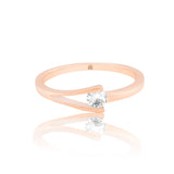 Graceful V-shaped Diamond Ring