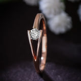 Graceful V-shaped Diamond Ring