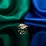 Diamond Twin Leaf Bypass Ring