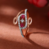 Crimson Curves Diamond Ring